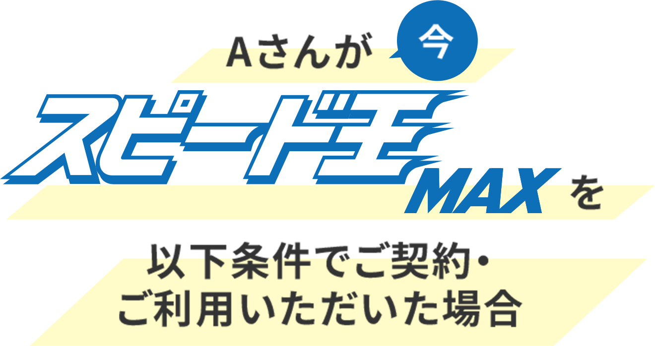 Aさんが今スピード王MAXを以下条件でご契約・ご利用いただいた場合